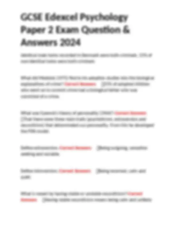 GCSE Edexcel Psychology Paper 2 Exam Questions and Answers 2024 | Exams ...