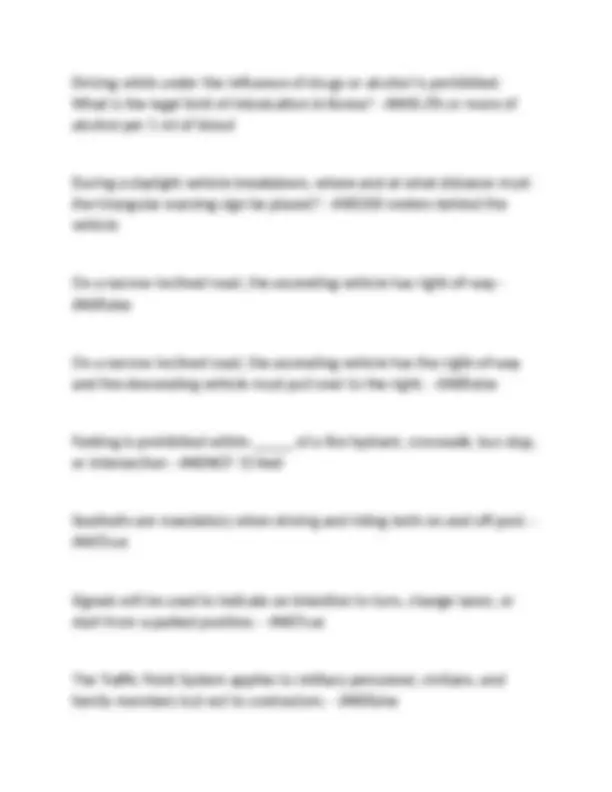 U.S. Forces Korea Driver Licensing Exam 2024-2025. Questions and Correct Answers. Graded A ...