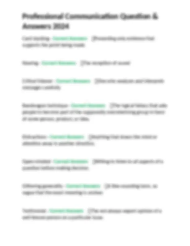 Professional Communication: Questions and Answers | Exams Nursing | Docsity