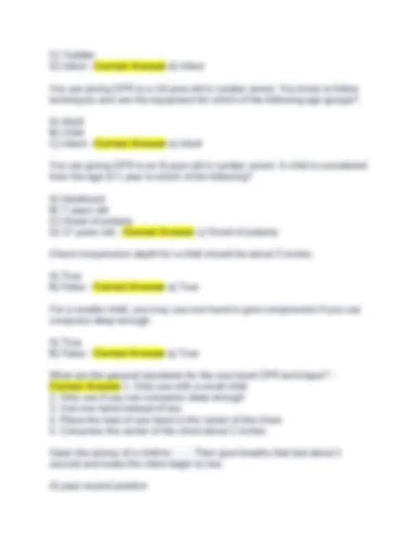 First Aid, CPR, and AED Exam with Answers | Exams Nursing | Docsity