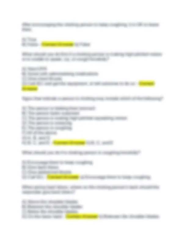 First Aid, CPR, and AED Exam with Answers | Exams Nursing | Docsity