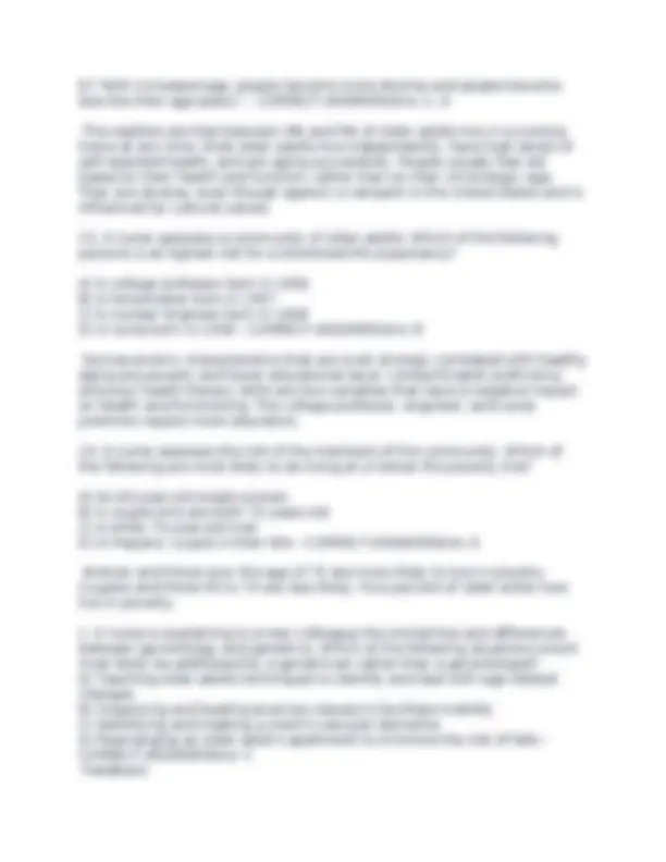 Geriatric Nursing Exam 1: Multiple Choice Questions and Answers | Exams ...