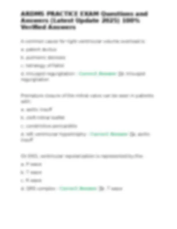 Ardms Rvt Exam Questions ARDMS Practice Exam Questions and Answers (Latest Update 2025) | Exams ...