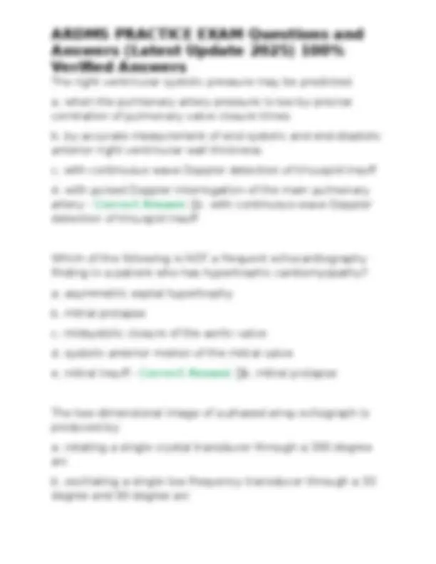 Ardms Rvt Exam Topics ARDMS Practice Exam Questions and Answers (Latest Update 2025) | Exams ...