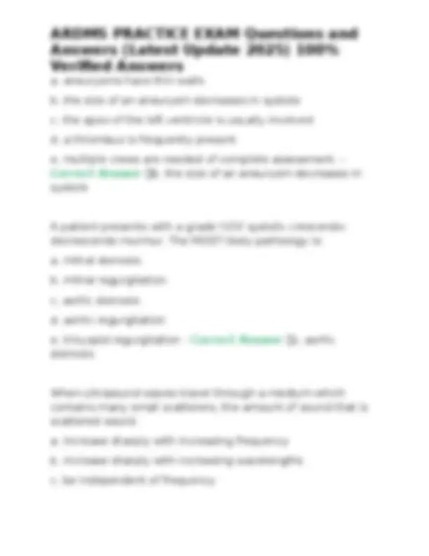 ARDMS Practice Exam Questions and Answers (Latest Update 2025) | Exams ...
