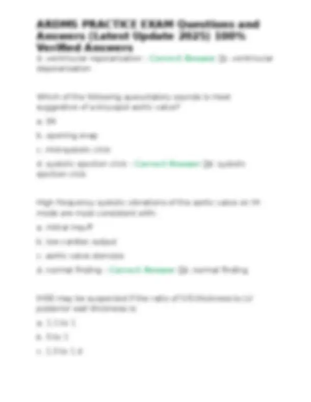 Ardms Rvt Exam Questions ARDMS Practice Exam Questions and Answers (Latest Update 2025) | Exams ...