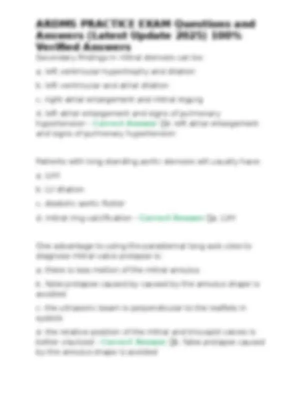 Ardms Rvt Exam Questions ARDMS Practice Exam Questions and Answers (Latest Update 2025) | Exams ...