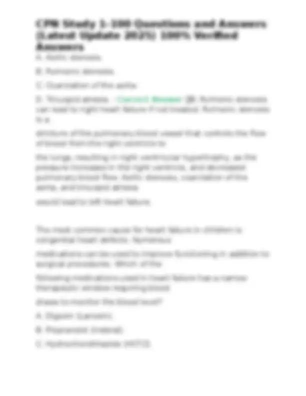 CPN Study 1-100 Questions and Answers: Medical Case Scenarios and ...