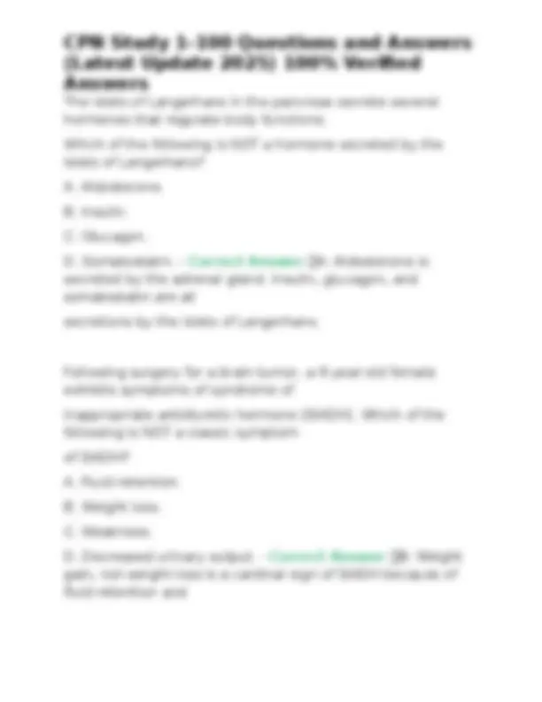 CPN Study 1-100 Questions and Answers: Medical Case Scenarios and ...