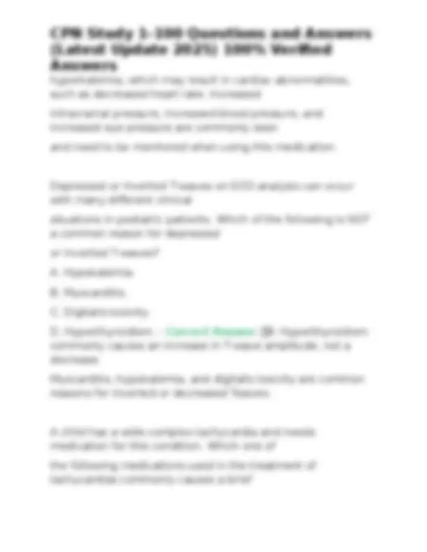 CPN Study 1-100 Questions and Answers: Medical Case Scenarios and ...