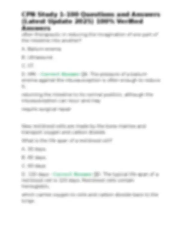 CPN Study 1-100 Questions and Answers: Medical Case Scenarios and ...