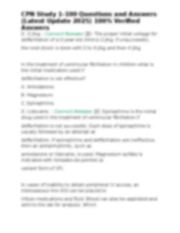 CPN Study 1-100 Questions and Answers: Medical Case Scenarios and ...