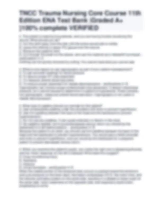 1 8 of a 100 - design talk Images High Quality Grahic TNCC Trauma Nursing Core Course 11th Edition ENA Test Bank Graded A+ ...