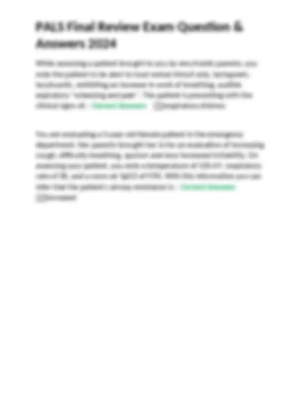 PALS Final Review Exam Question & Answers 2024 | Exams Nursing | Docsity