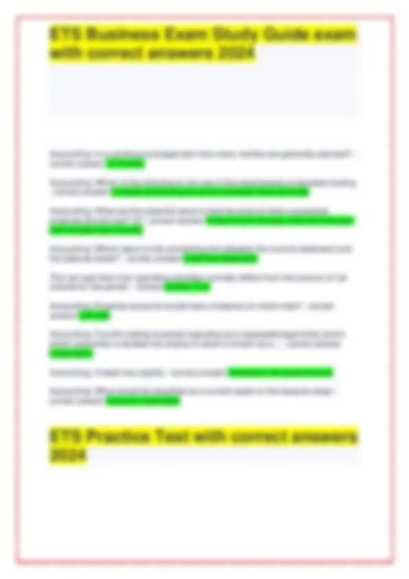 Ets Study Guide ETS Business Exam Study Guide exam with correct answers 2024 | Exams ...