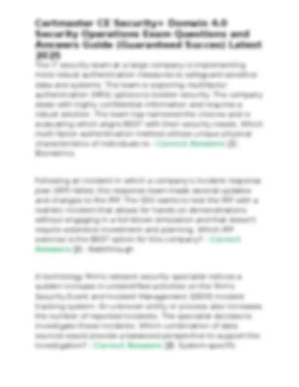 Certmaster CE Security+ Domain 4.0 Security Operations Exam Questions ...