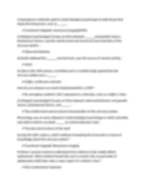 Psychology Exam 1: Multiple Choice Questions and Answers | Exams ...