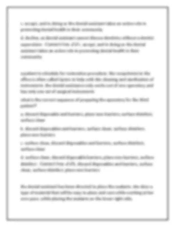 Dental Assistant Practice Exam: Multiple Choice Questions and Answers ...