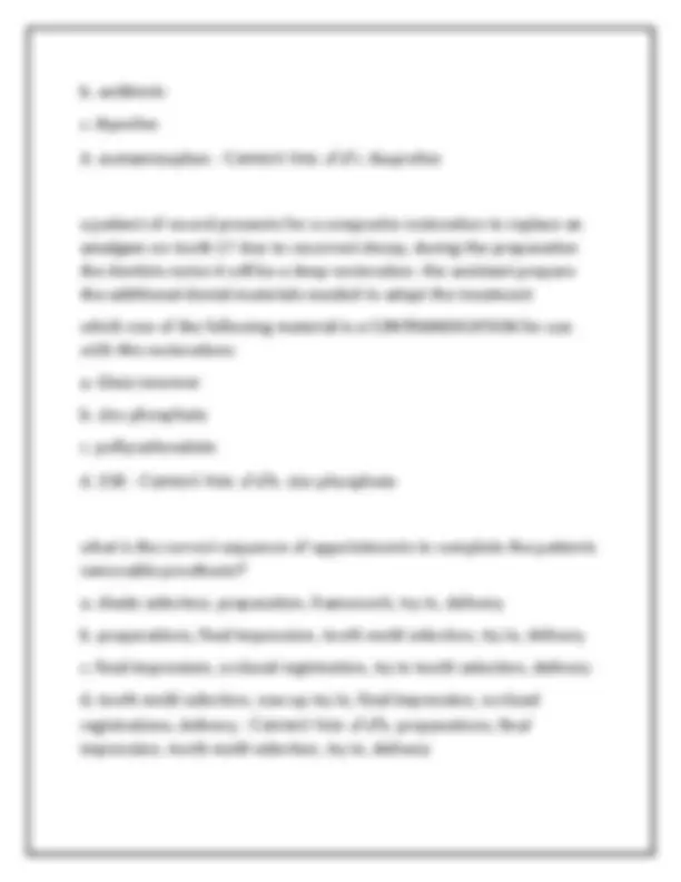 Dental Assistant Practice Exam: Multiple Choice Questions and Answers ...