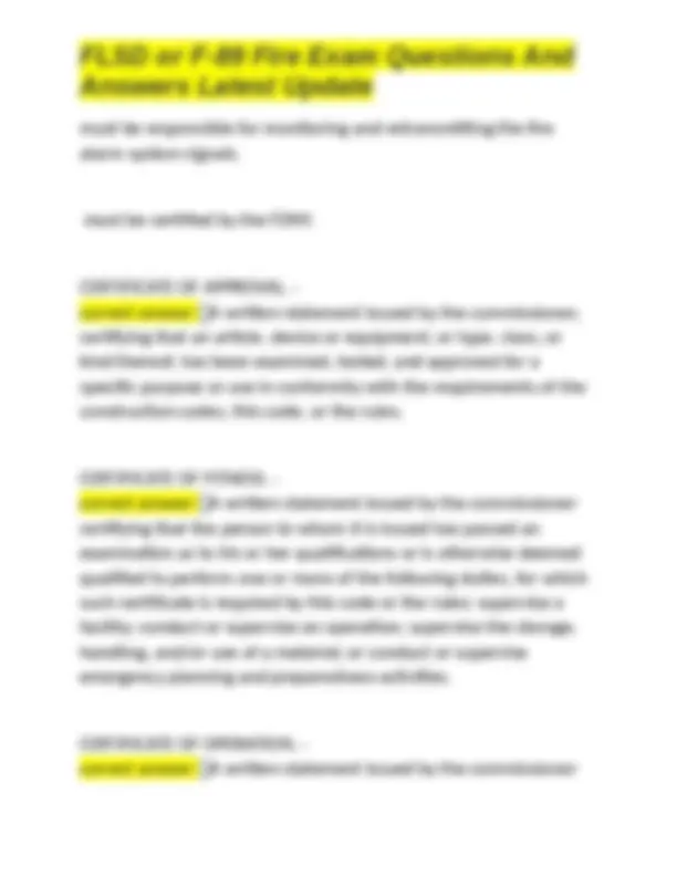 Fire Safety Exam Questions and Answers: FLSD or F-89 | Exams Safety and ...