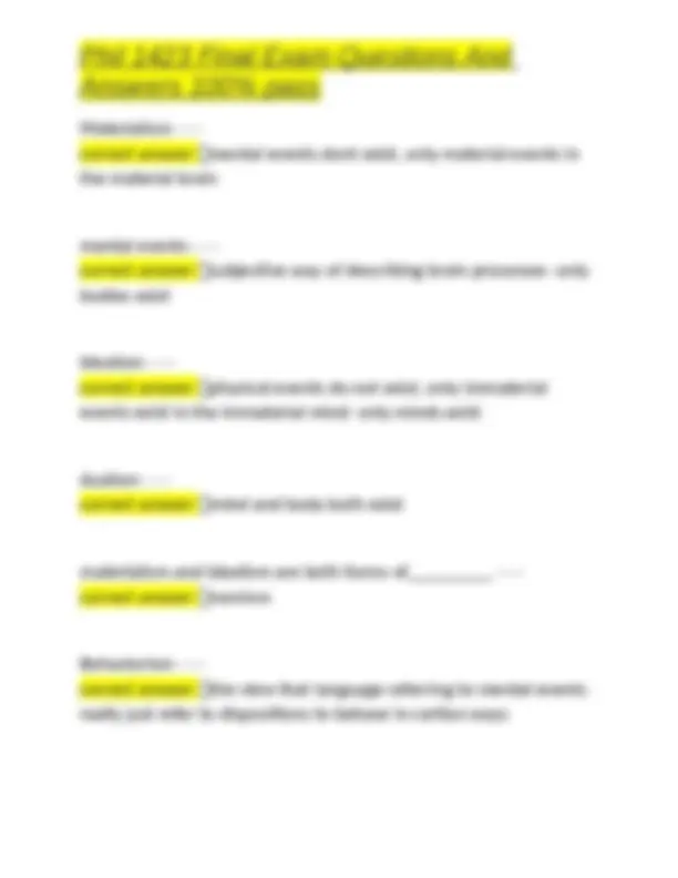 Phil 1423 Final Exam Questions and Answers: A Comprehensive Guide to ...