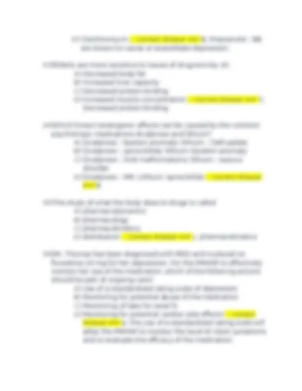PMHNP I: Exam 1 Review: Questions and Answers | Exams Nursing | Docsity