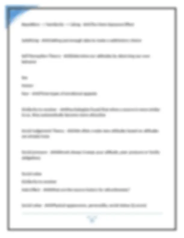 MKT 3411 Exam 3: Consumer Behavior Concepts and Theories | Exams ...