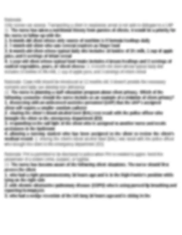 Preview Test NCLEX EXAM PREVIEW 100% CORRECT ANSWERS FOR REVISION USE[2024-2025 ...