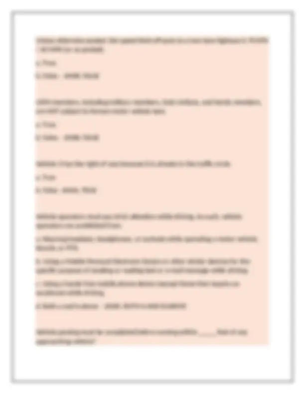 USFK Driver Exam - General Requirements: Questions and Answers | Exams Logistics | Docsity