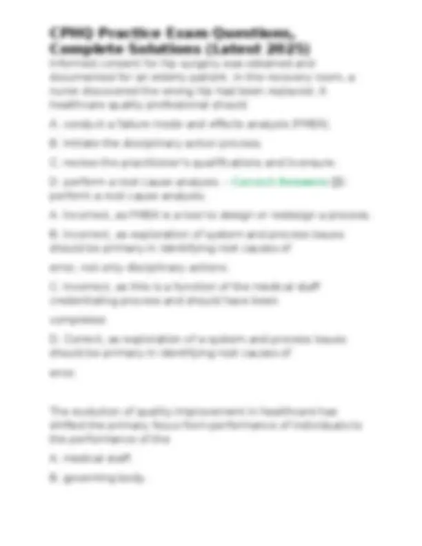 CPHQ Practice Exam Questions and Answers (Latest 2025) | Exams Nursing ...