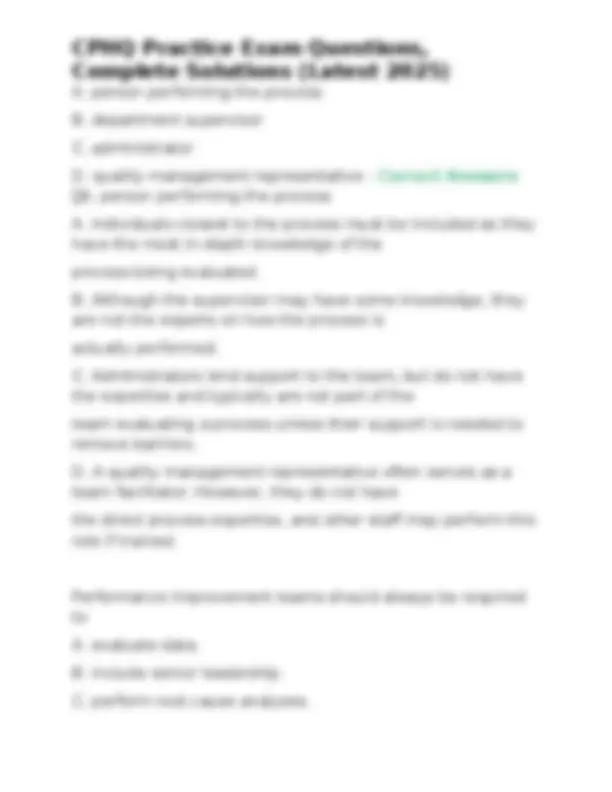 CPHQ Practice Exam Questions and Answers (Latest 2025) | Exams Nursing ...