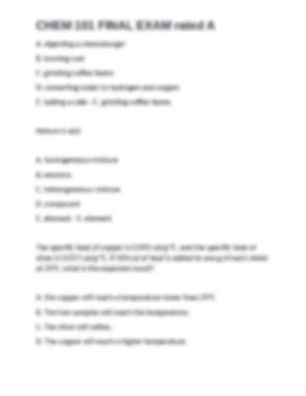 CHEM 101 Final Exam: Multiple Choice Questions and Answers | Exams ...