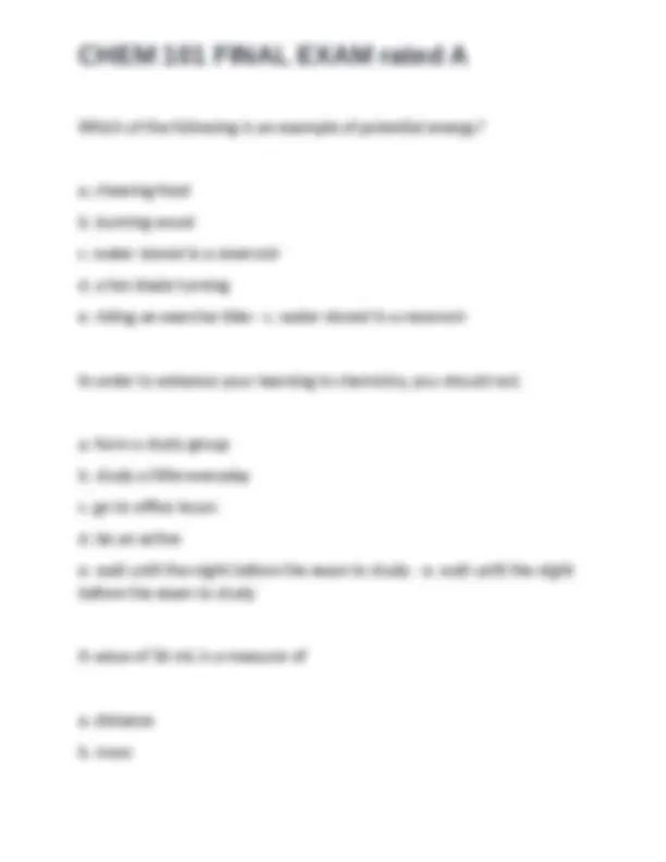 CHEM 101 Final Exam: Multiple Choice Questions and Answers | Exams ...