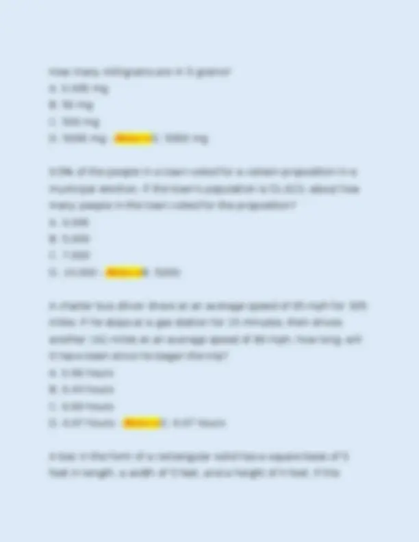 Practice Questions for Standardized Nursing Entrance Exam: Mathematics ...