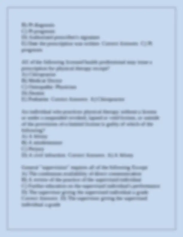 Michigan Jurisprudence Exam Questions for Physical Therapists | Exams ...