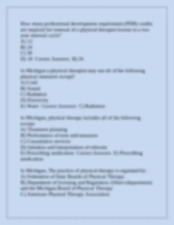 Michigan Jurisprudence Exam Questions for Physical Therapists | Exams ...