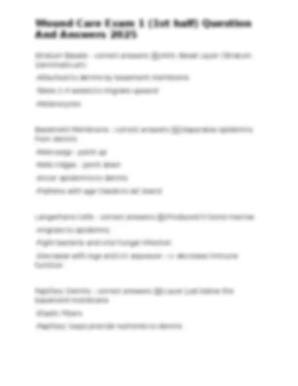 Wound Care Exam 1 (1st half) Question And Answers 2025 | Exams Nursing ...