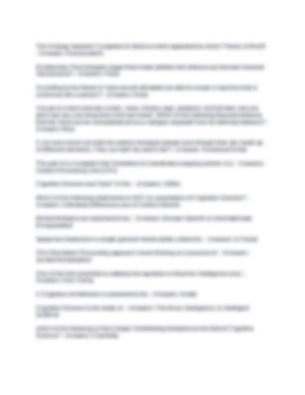 Cognitive Science Exam 1 Questions and Answers | Exams Advanced ...