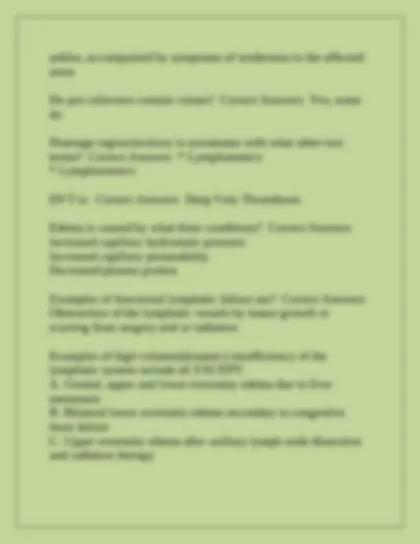 Lymphatic System Exam Questions and Answers | Exams Nursing | Docsity