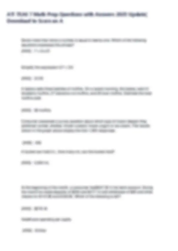 Math Practice Questions for Standardized Tests | Exams Nursing | Docsity