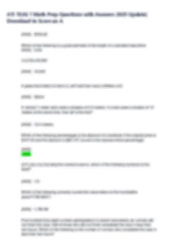 Math Practice Questions for Standardized Tests | Exams Nursing | Docsity