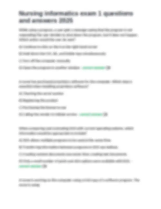 Nursing Informatics Exam 1 Questions and Answers 2025 | Exams Nursing ...