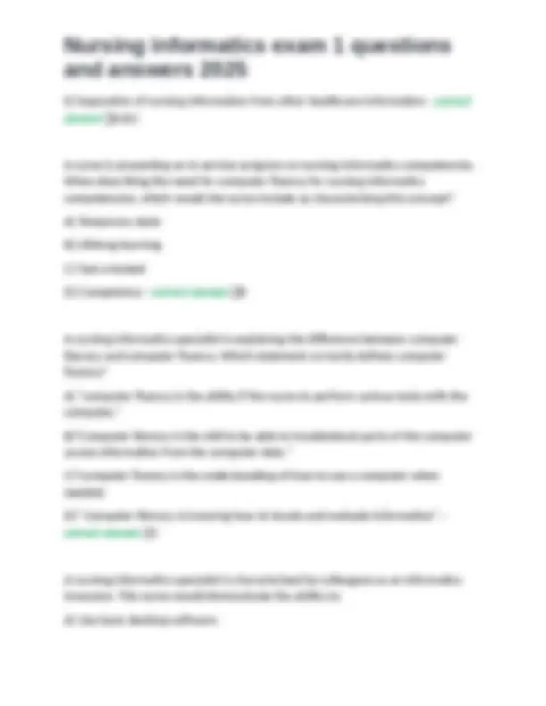 Nursing Informatics Exam 1 Questions and Answers 2025 | Exams Nursing ...