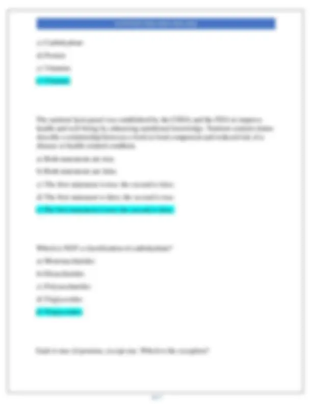 Nutrition Final Exam 2025-2026: Questions and Answers | Exams Nursing ...