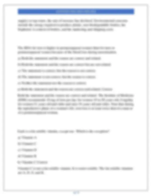 Nutrition Final Exam 2025-2026: Questions and Answers | Exams Nursing ...