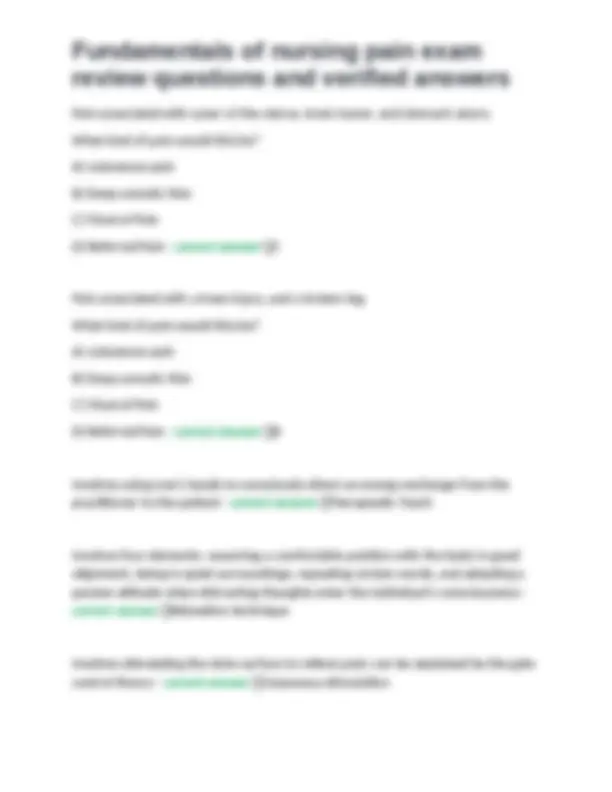Fundamentals of Nursing Pain Exam Review Questions and Verified Answers ...