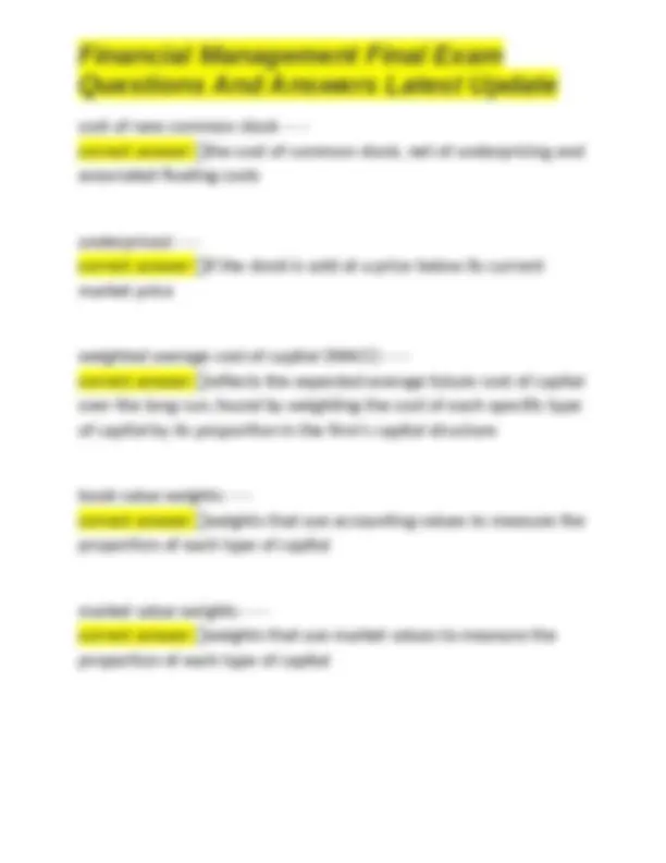 Financial Management Final Exam Questions And Answers Latest Update ...