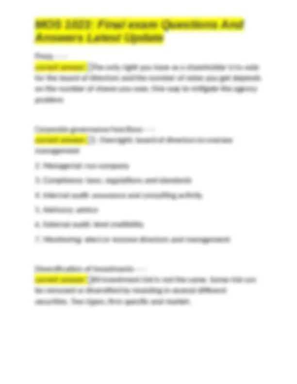 MOS 1023: Final Exam Questions and Answers - Finance | Exams Finance ...