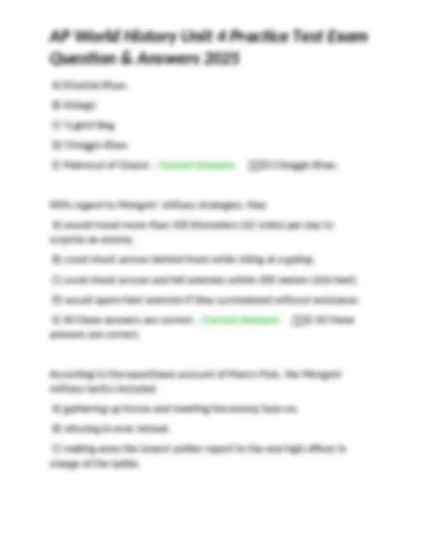 AP World History Unit 4 Practice Test Exam Question & Answers 2025 ...