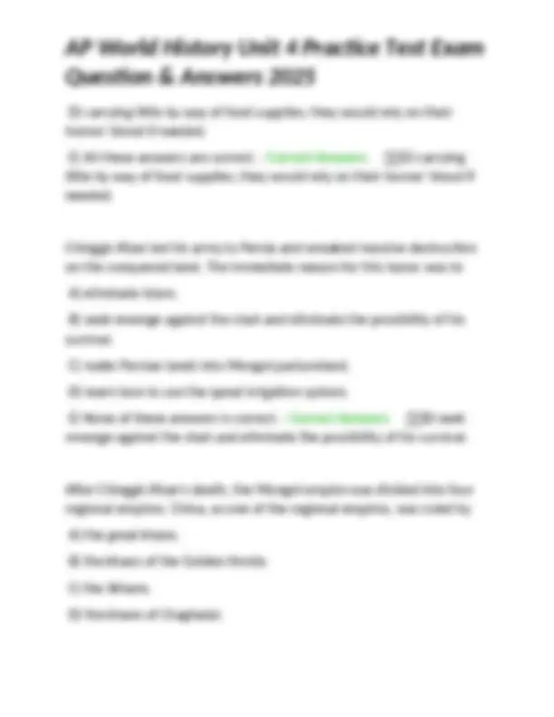 AP World History Unit 4 Practice Test Exam Question & Answers 2025 ...